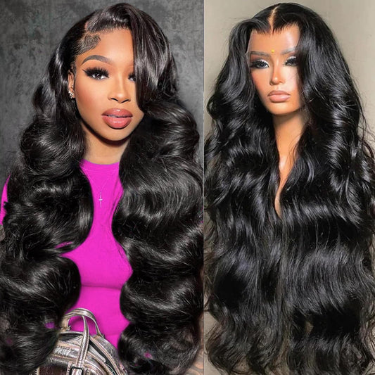 13X4 Body Wave Lace Front Wigs Human Hair 250% Density HD Transparent Frontal Wigs for Women Human Hair Wig Glueless Pre Plucked with Baby Hair 26 Inch Full and Thick 12A Brazilian Hair
