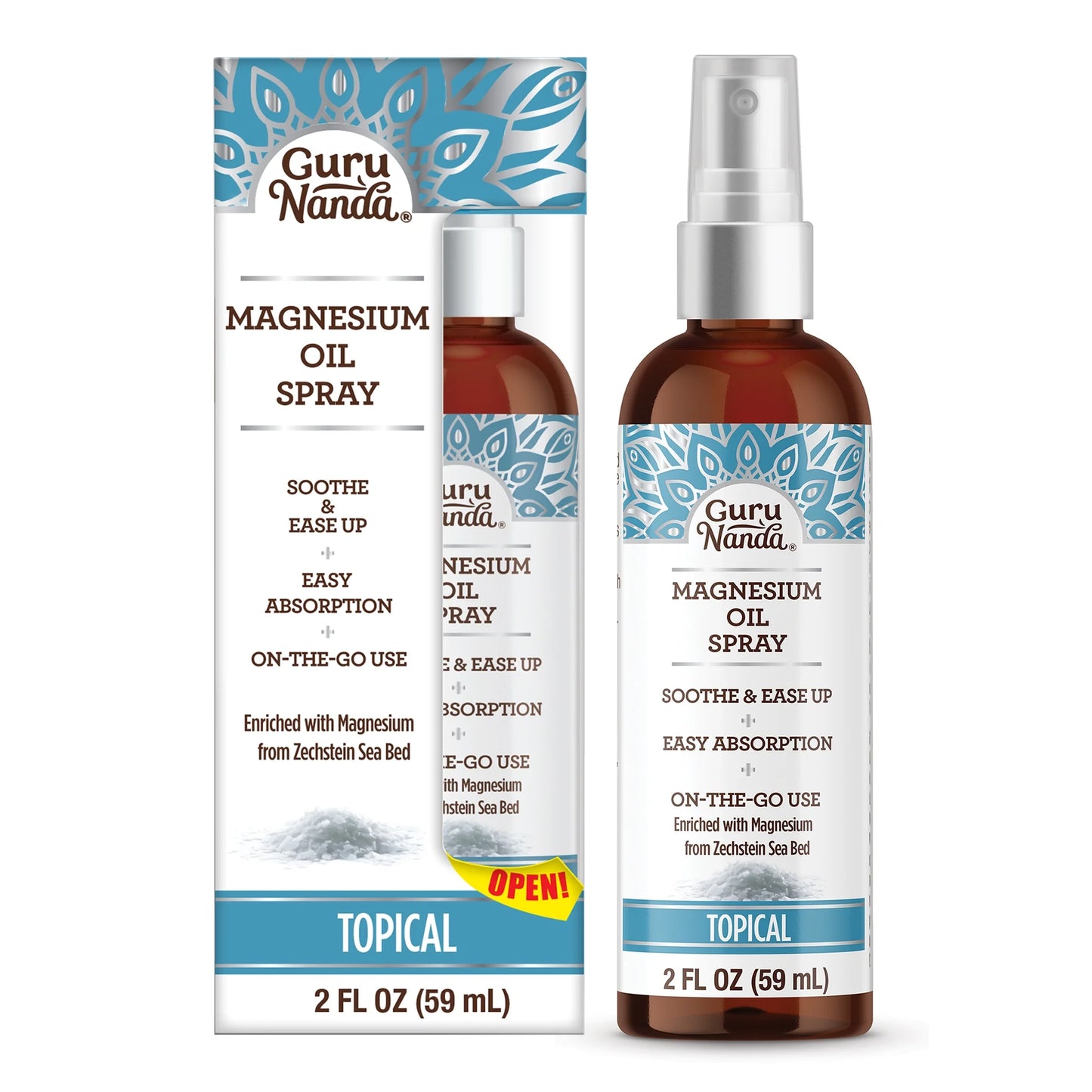 Magnesium Oil Spray for Muscle Relief & Soothing Aches - Quick Absorbing- 2Oz